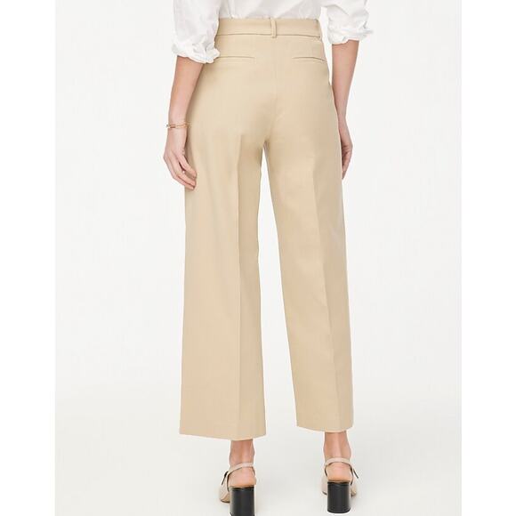 J.Crew Remy Wide-leg Cropped Pants WMNS 10 Tan High-Rise Stretch Zip Fly Pockets - Picture 2 of 7